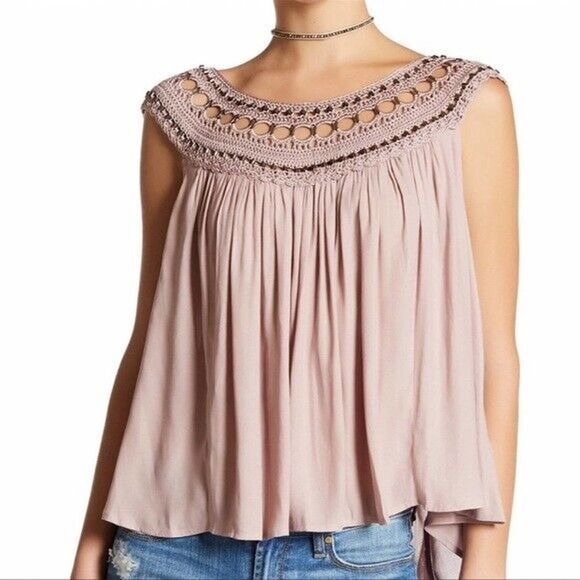 Free People | Feel Free Woven Yoke Hardware Top Womens Size S Purple - Picture 2 of 10